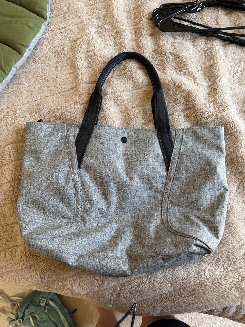 lululemon athletica Gray Canvas Tote with Black Handles
